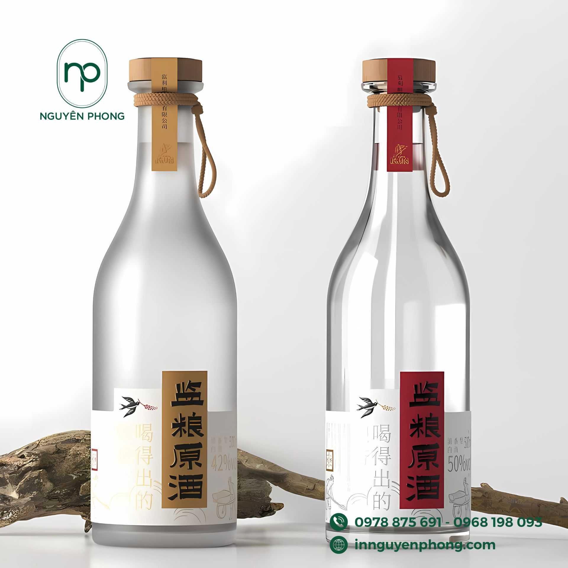Mẫu tem dán chai rượu nếp